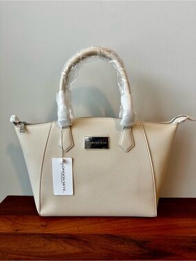 London Skye cream pebbled faux leather tote - Large